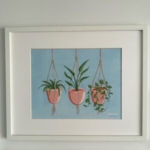 Framed Three Hanging Plants Art Print 11”x14”